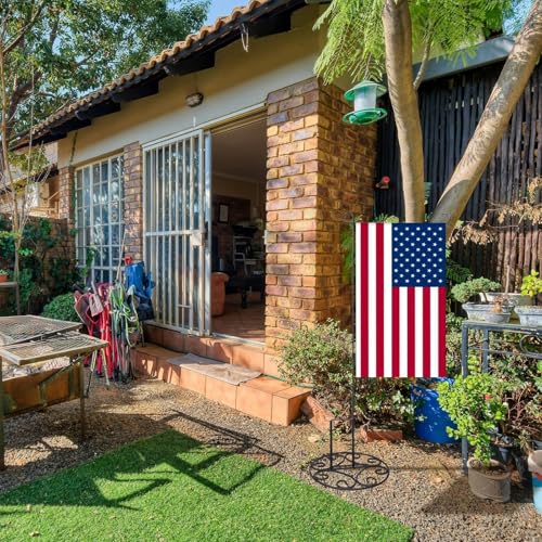 ESTTOP Garden Flag Stand Base, Free Standing Decorative Metal Scroll Flag Stand, 11 Inches Wide x 6 Inches High 1.4 lbs Solid Steel, Suit for Yard, Patio,Lawn, Deck, Sidewalk, Tailgate, Porch - Image 4
