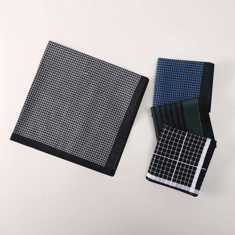 DoreenBeads Handkerchiefs for Men Soft Classic Checkered Striped Cotton Mens Hankies, Pack of 9, 17 x 17 Inches - Image 2