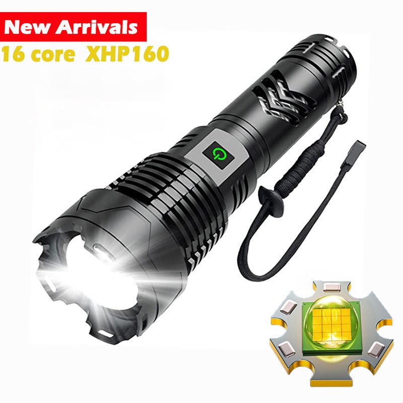 Cross-Border Xhp199 Strong Light Flashlight Xhp160 with Power Bank Typec Fast Charging Outdoor Strong Light Tactical Flashlight(Short P985 flashlight Type C line kraft paper box 1 26650 lithium battery) - Image 2