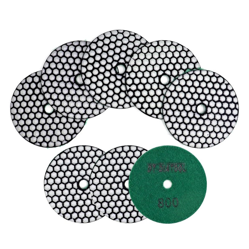 DTDIATOOL Dry Diamond Polishing Pads 4 Inch for Granite Marble Quartz Stone Countertop Tiles 8 Pieces Grits 800 - Image 1