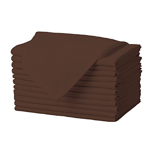 Gee Di Moda Cloth Napkins  17 x 17 Inch Chocolate Dinner Napkins  Set of 12 Soft  Absorbent Washable Fabric Cloth Table Napkins with Hemmed Edges for Hotel Restaurant Holiday Parties  Wedding