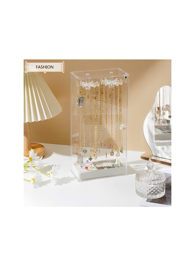 Beauenty حامل قلادات، منظم مجوهرات أكريليك مع 24 خطاف، حامل عرض منظم قلادات دوار للقلادات والأساور المعلقة، حامل تعليق مجوهرات لتخزين الأقراط والخواتم - Image 2