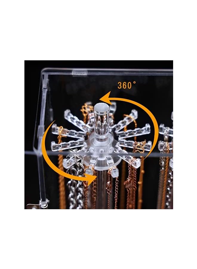 Beauenty حامل قلادات، منظم مجوهرات أكريليك مع 24 خطاف، حامل عرض منظم قلادات دوار للقلادات والأساور المعلقة، حامل تعليق مجوهرات لتخزين الأقراط والخواتم - Image 3