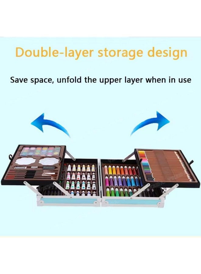 VikriDA Unicorn Big Coloring Suitcase - Art & Craft Painting Box - 145Pieces Color Kit (Water Color, Pastel Color, Sketches & Acrylic Paint Brush), Astronaut - Image 3