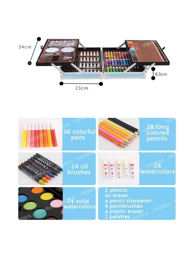 VikriDA Unicorn Big Coloring Suitcase - Art & Craft Painting Box - 145Pieces Color Kit (Water Color, Pastel Color, Sketches & Acrylic Paint Brush), Astronaut - Image 4