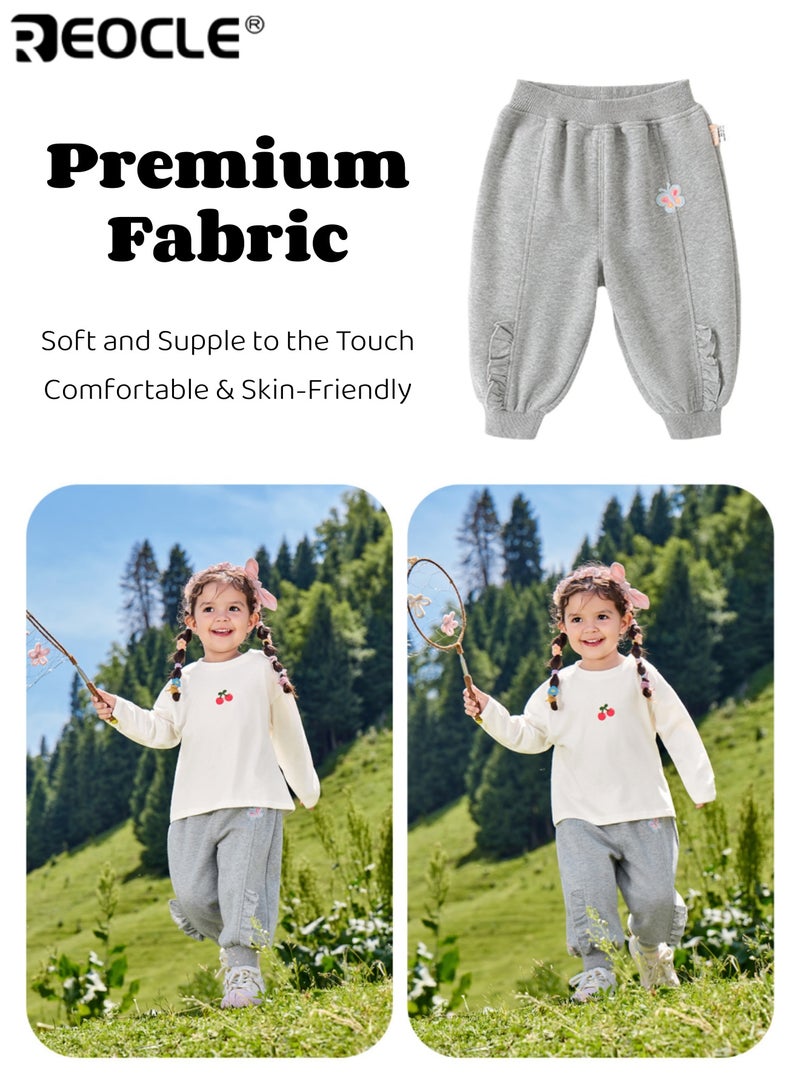 ريوكل سراويل رياضية للأطفال بحزام مرن وقماش ناعم مشطوف بنقوش مرحة تناسب اللعب المريح في الخريف - Image 5