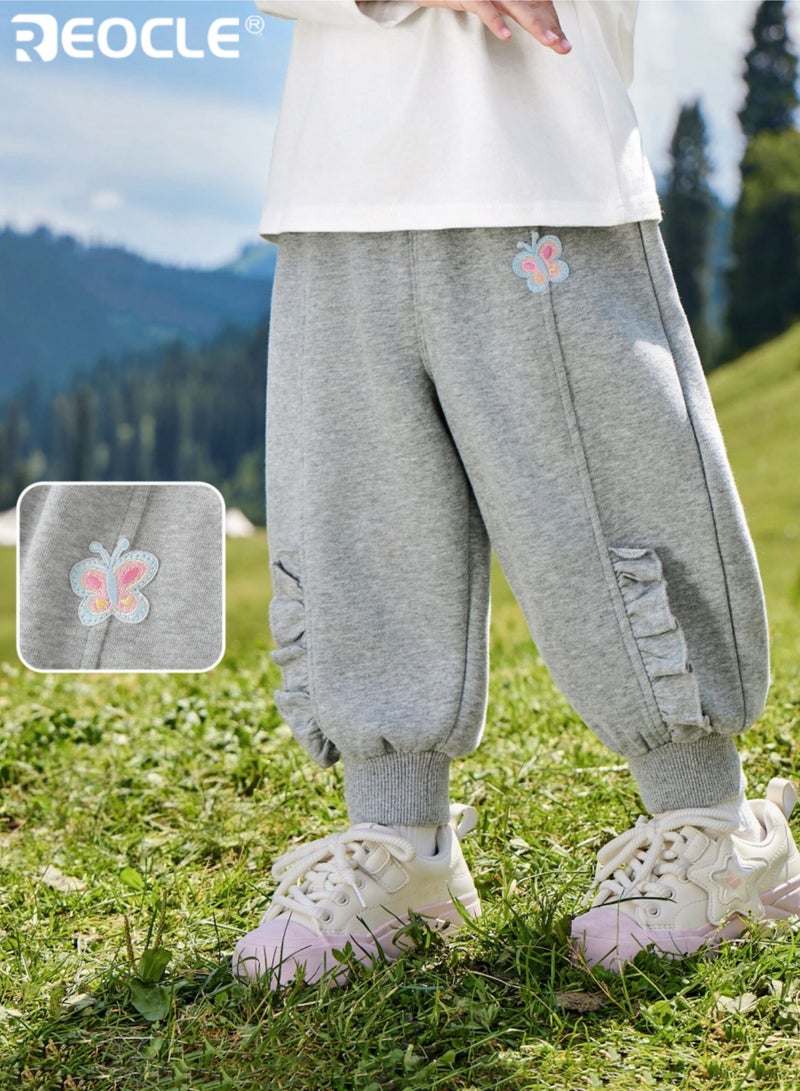 ريوكل سراويل رياضية للأطفال بحزام مرن وقماش ناعم مشطوف بنقوش مرحة تناسب اللعب المريح في الخريف - Image 4