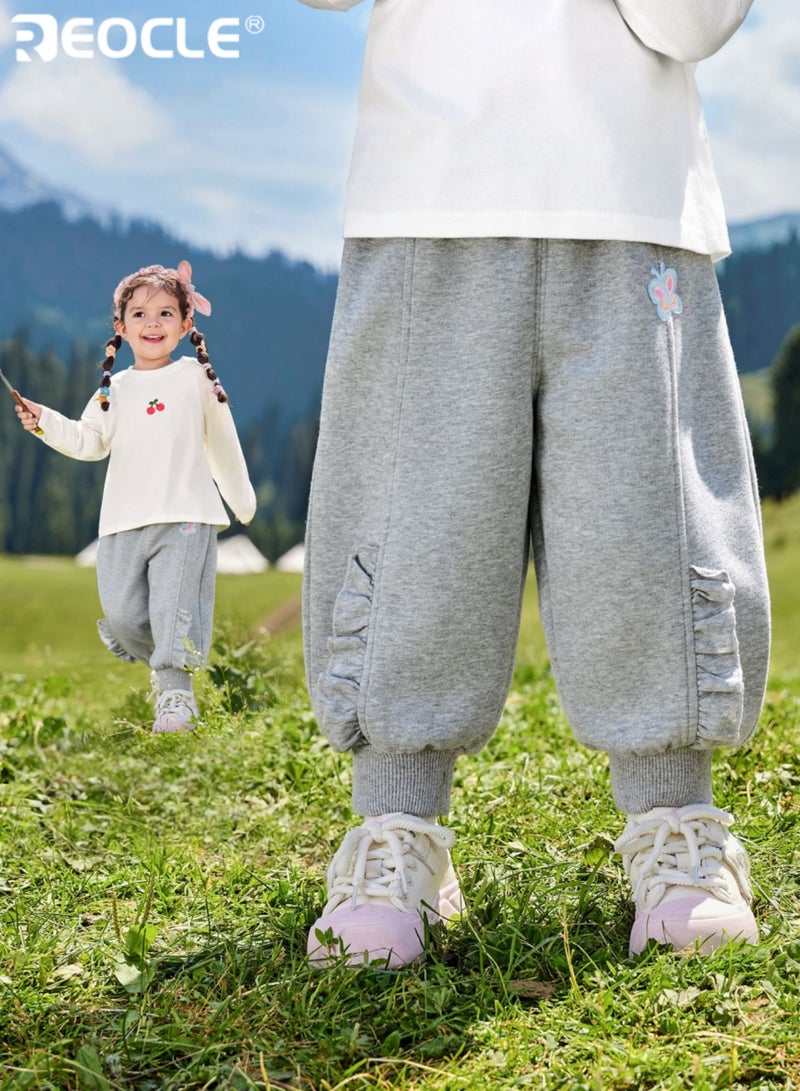 REOCLE Kid's Sport Pants with Elastic Waistband and Brushed Soft Fabric Playful Printed Trousers with Comfort Fit for Autumn Casual Playwear - Image 1