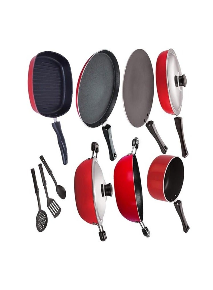 Nirlon Non-Stick Coated Aluminium Cookware Set for Home Kitchen -Gas Friendly - 12 Piece - Image 3