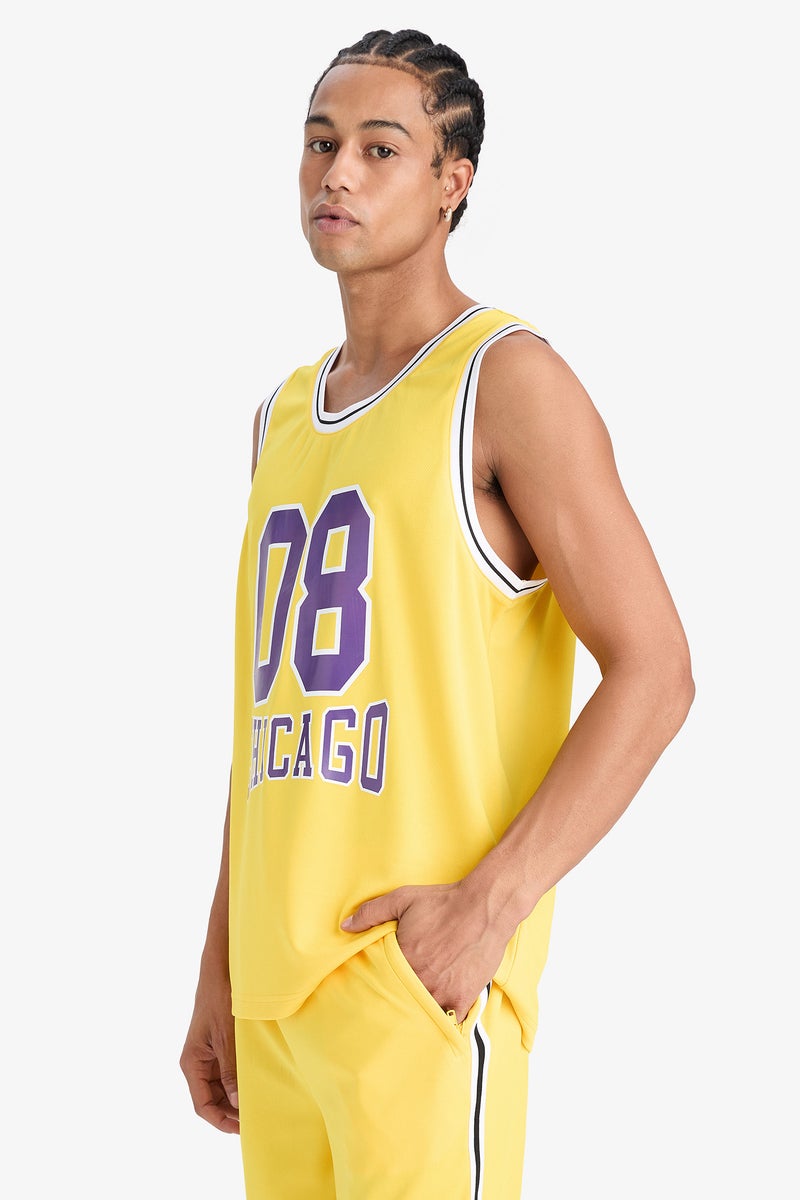 ديفاكتو قميص رجالي بدون أكمام بياقة دائرية ومقاس قياسي مطبوع - Image 1