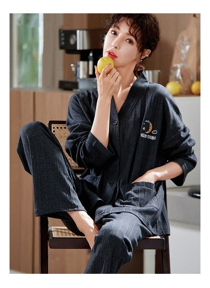 NIBEMINENT Couple Pajamas Set Long Sleeves Sleepwear for Men and Women Cute Plus Size Loungewear Spring Autumn Home Clothes Gift Boyfriend Girlfriend Husband Wife  - Image 3