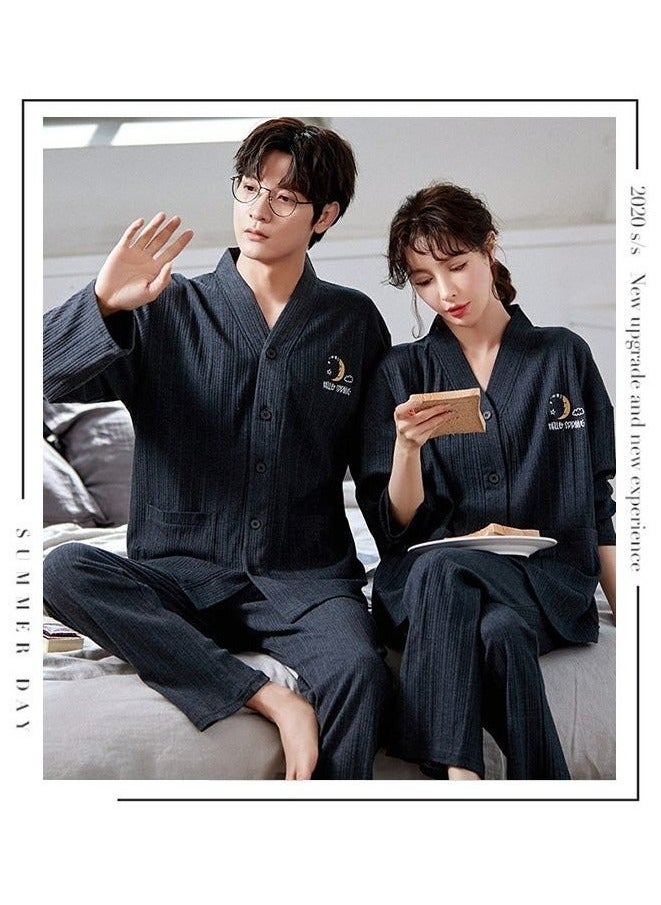 NIBEMINENT Couple Pajamas Set Long Sleeves Sleepwear for Men and Women Cute Plus Size Loungewear Spring Autumn Home Clothes Gift Boyfriend Girlfriend Husband Wife  - Image 4