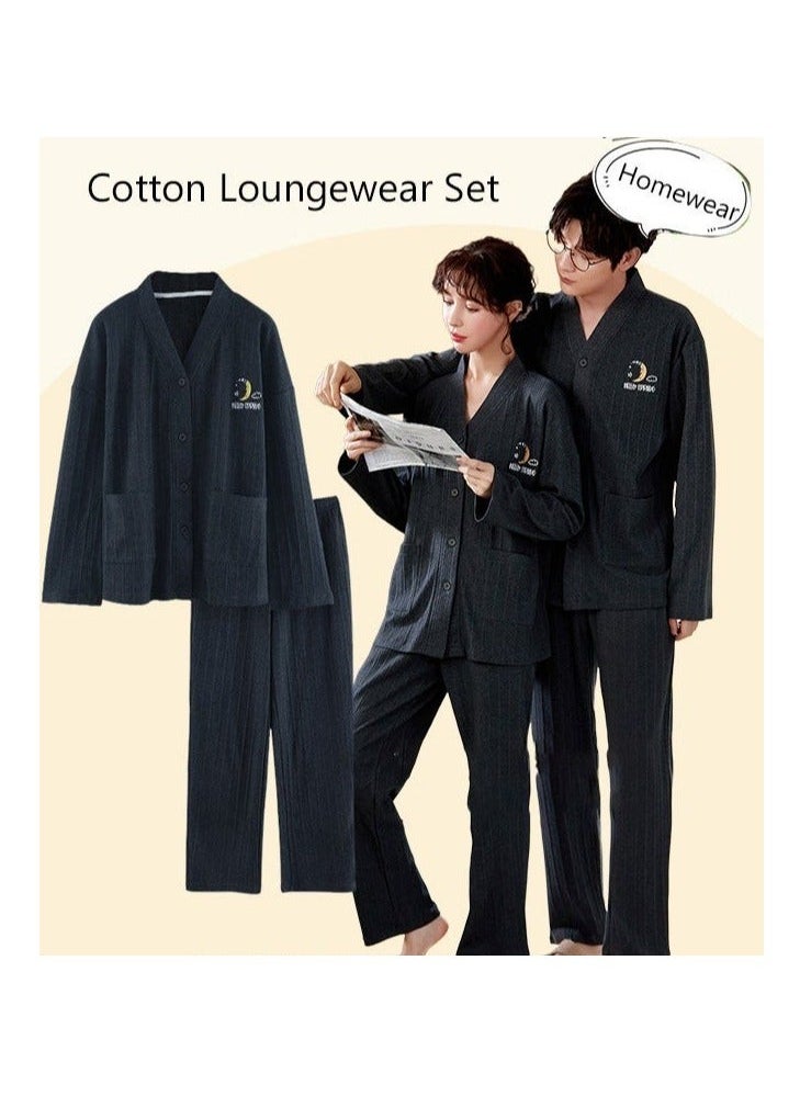 NIBEMINENT Couple Pajamas Set Long Sleeves Sleepwear for Men and Women Cute Plus Size Loungewear Spring Autumn Home Clothes Gift Boyfriend Girlfriend Husband Wife  - Image 5