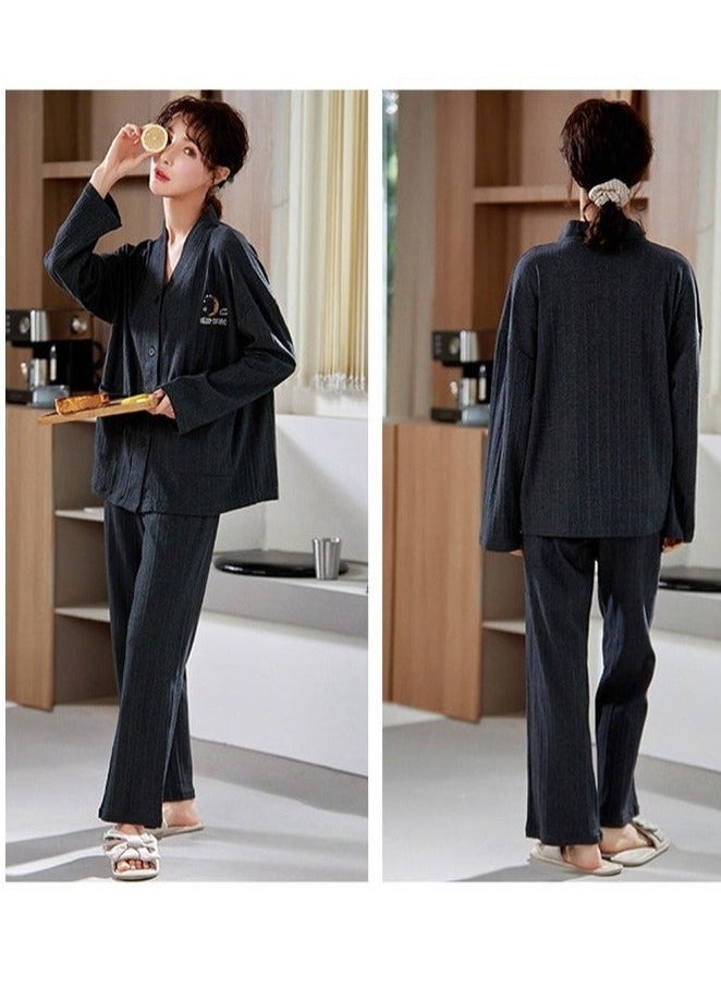 NIBEMINENT Couple Pajamas Set Long Sleeves Sleepwear for Men and Women Cute Plus Size Loungewear Spring Autumn Home Clothes Gift Boyfriend Girlfriend Husband Wife  - Image 2