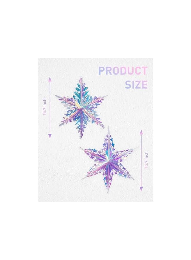 The Bros 2 قطع زينة معلقة على شكل ثلج بلوري مع خلايا نحل لامعة، زينة سقف لامعة، لحفلات عيد الميلاد، عيد الميلاد، الزفاف، حفلة موضوع مجمد، عرض قوس قزح للأميرة الجنية - Image 2