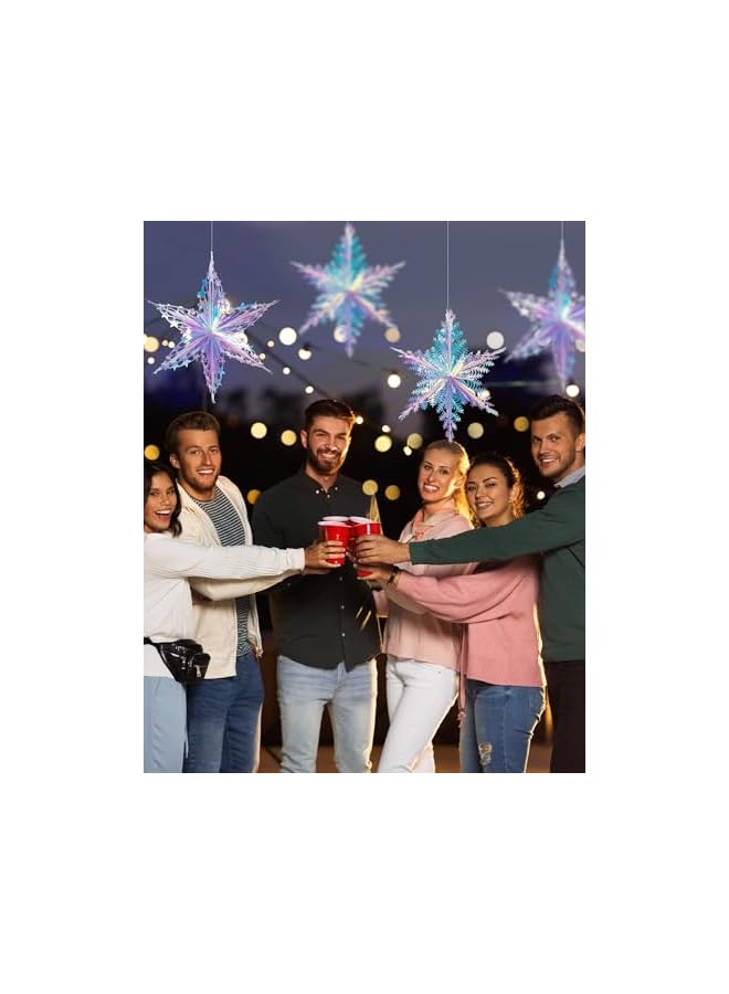 The Bros 2 قطع زينة معلقة على شكل ثلج بلوري مع خلايا نحل لامعة، زينة سقف لامعة، لحفلات عيد الميلاد، عيد الميلاد، الزفاف، حفلة موضوع مجمد، عرض قوس قزح للأميرة الجنية - Image 5