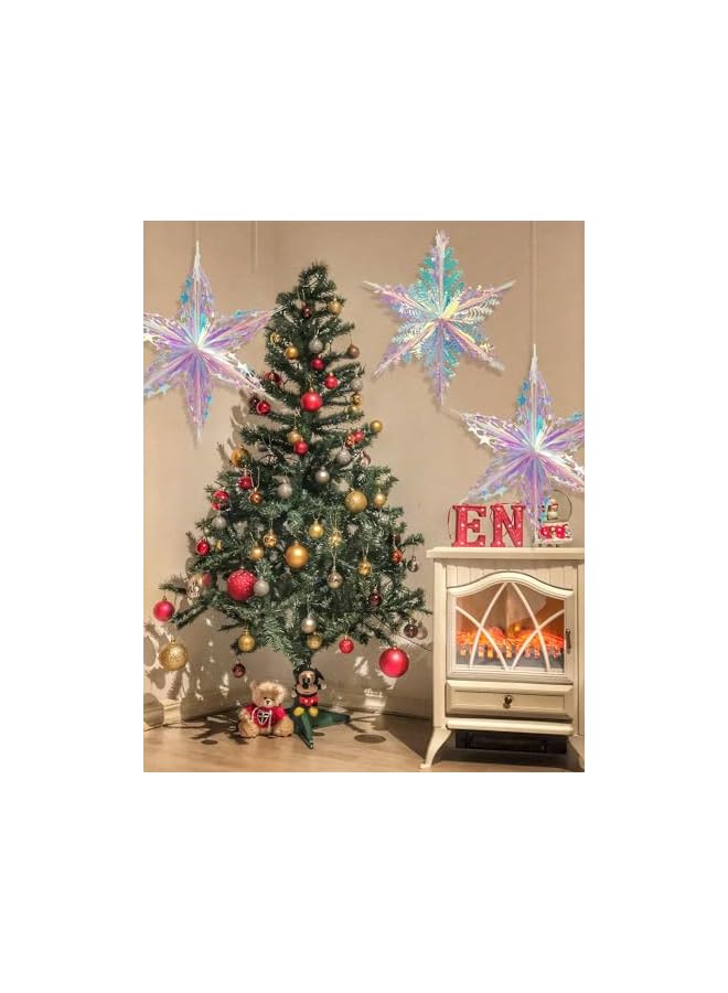 The Bros 2 قطع زينة معلقة على شكل ثلج بلوري مع خلايا نحل لامعة، زينة سقف لامعة، لحفلات عيد الميلاد، عيد الميلاد، الزفاف، حفلة موضوع مجمد، عرض قوس قزح للأميرة الجنية - Image 4