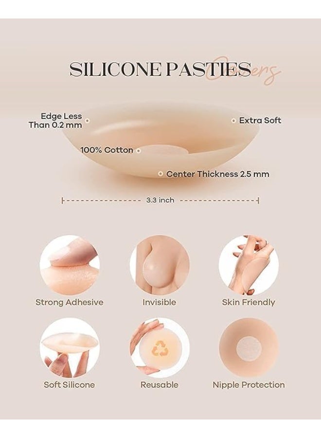 2Pcs Reusable Silicone Nipple Cover Liners Adhesive Breast Pad Invisible Sticky Bra Pads (Flower) - Image 3