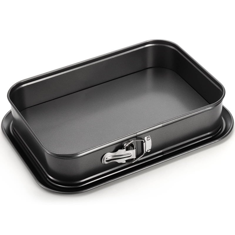 SOUJOY Springform Cake Pan Nonstick Cheesecake Pan 14 x 9 Inch Large Rectangle Cake Pan with Removable Bottom Ice Cream Cake Bakeware Black