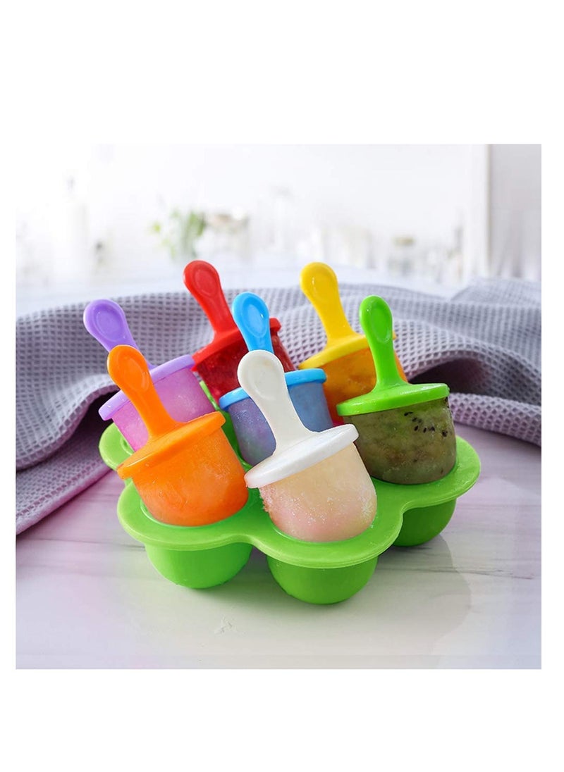 Generic - 7-Cavity Mini Silicone Popsicle Mold with Colorful Sticks, Versatile Ice Pop Maker for Egg Bites, Lollipops, Ice Cream & Baby Food Storage, Non-Stick Ice Cube Tray - Image 1