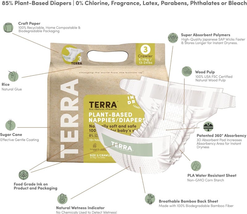 Terra حفاضات تيرا بحجم 3 مصنوعة من مواد نباتية - Image 2