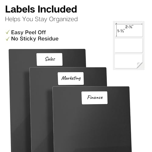 Dunwell Plastic Folders with Pockets (Black, 3 Pack), 2 Pocket Poly Folders for School, Home or Office, Durable Acid-Free Poly, Includes Removable Adhesive Labels - Image 4