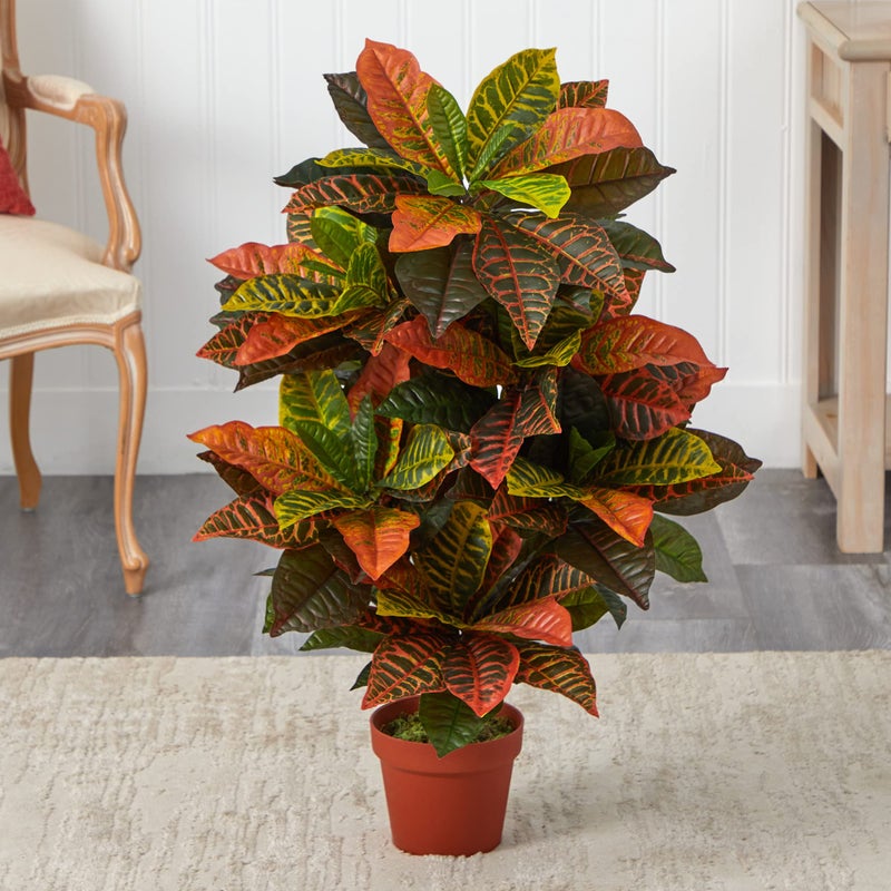 Nearly Natural 36in. Croton Artificial Plant (Real Touch) - Image 2