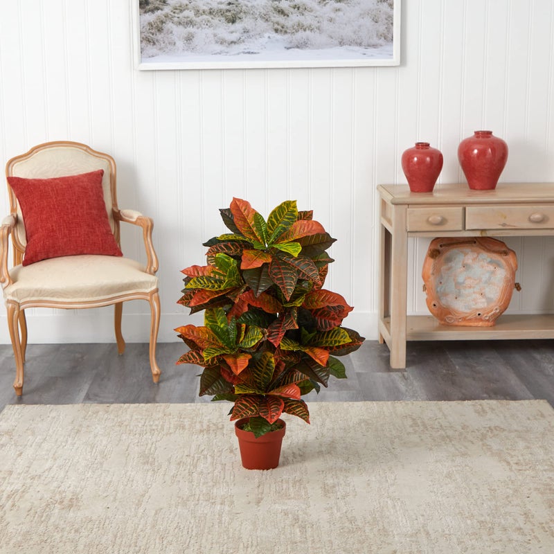 Nearly Natural 36in. Croton Artificial Plant (Real Touch) - Image 3
