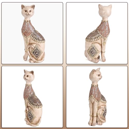 Leekung Cat Statue for Home Decor,Cat Figurine and Sculptures for Shelf Table Desk Bathroom Living Room Bedroom Decor,Vintage Home Décor Accents,Cats Art Themed Decorations,Cats Lover Gifts for Women - Image 4