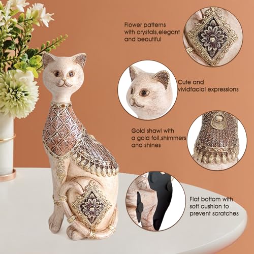 Leekung Cat Statue for Home Decor,Cat Figurine and Sculptures for Shelf Table Desk Bathroom Living Room Bedroom Decor,Vintage Home Décor Accents,Cats Art Themed Decorations,Cats Lover Gifts for Women - Image 3
