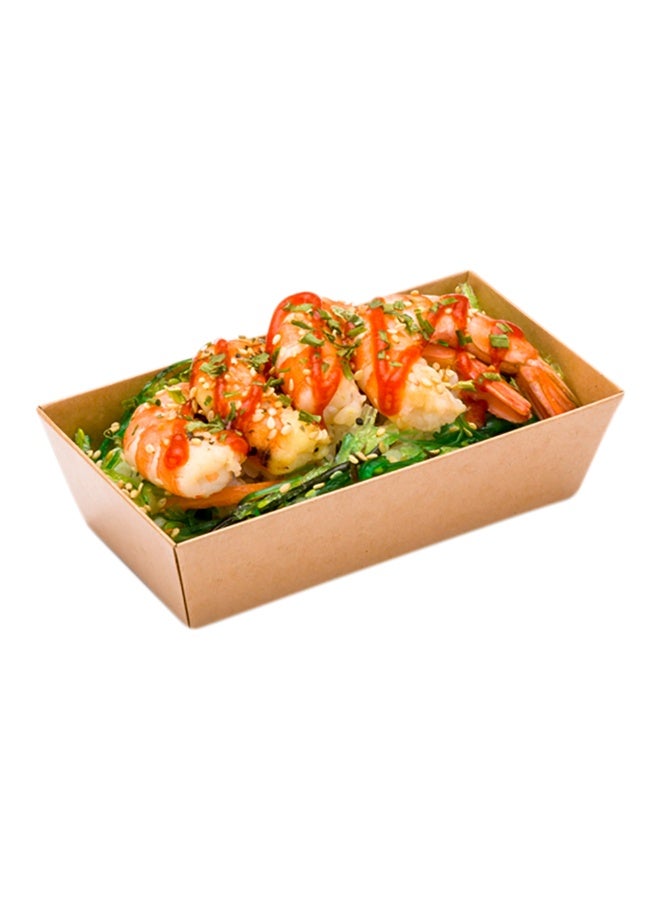 Restaurantware Matsuri Vision 4.7 x 2.5 x 1.4 Inch Sushi Trays, 100 Greaseproof Sushi Packaging Boxes - Lids Sold Separately, Disposable, Kraft Paper Sushi Containers, For Appetizers Or Desserts - Image 2