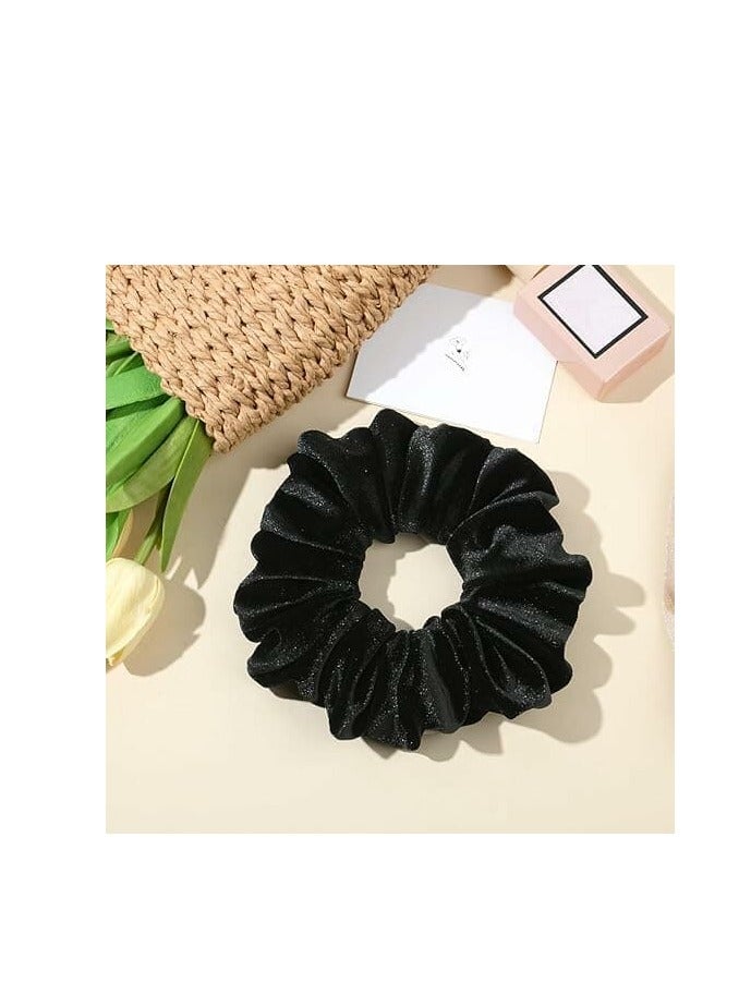 ربطات شعر مخملية فاخرة كبيرة وناعمة باللون الأسود 3  حبات - منتج مرن وعصري للشعر السميك والخفيف - لا يسبب سحب أو تلف الشعر - إكسسوار شعر أنيق للفتيات والنساء. - Image 2