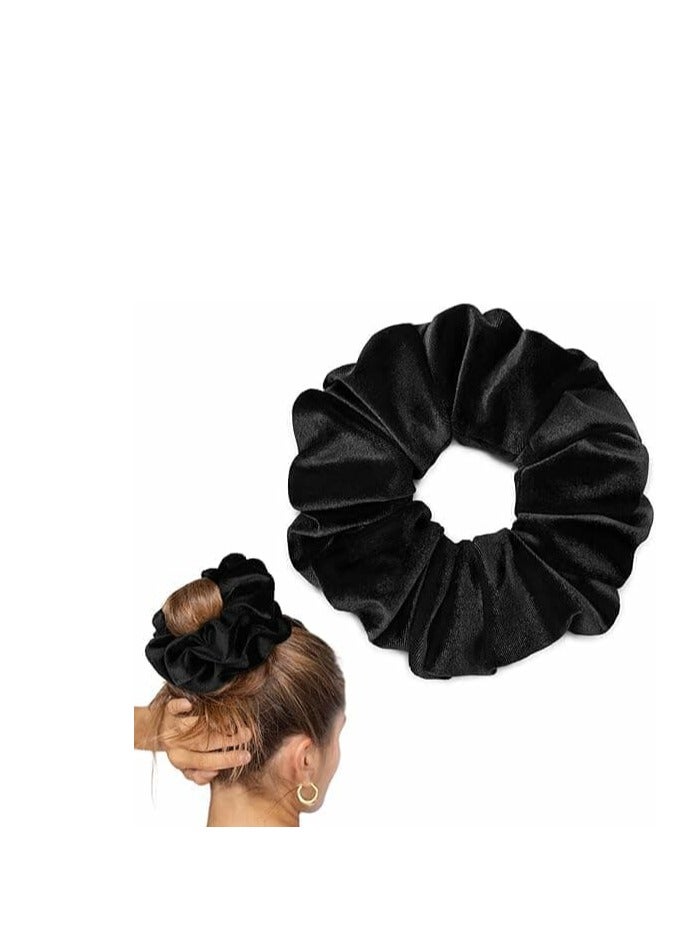 ربطات شعر مخملية فاخرة كبيرة وناعمة باللون الأسود 3  حبات - منتج مرن وعصري للشعر السميك والخفيف - لا يسبب سحب أو تلف الشعر - إكسسوار شعر أنيق للفتيات والنساء. - Image 4