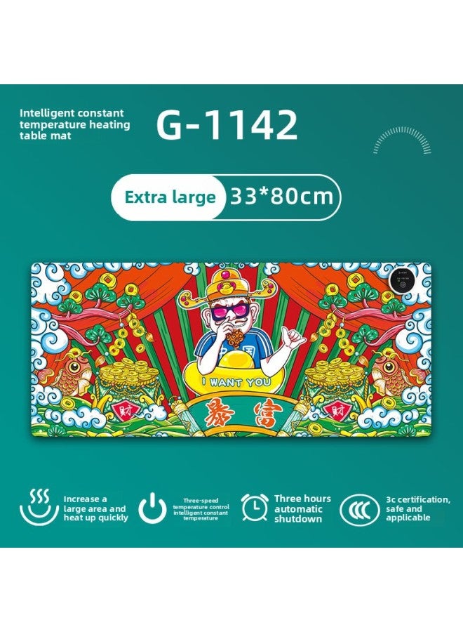 Cartoon Heating Table Mat Office Mouse Pad Quick Heating Digital Display Table Mat Winter Heating Pad Hand Warmer-Color:330*800 Heating Pad-Pattern:G-1142 - Image 1
