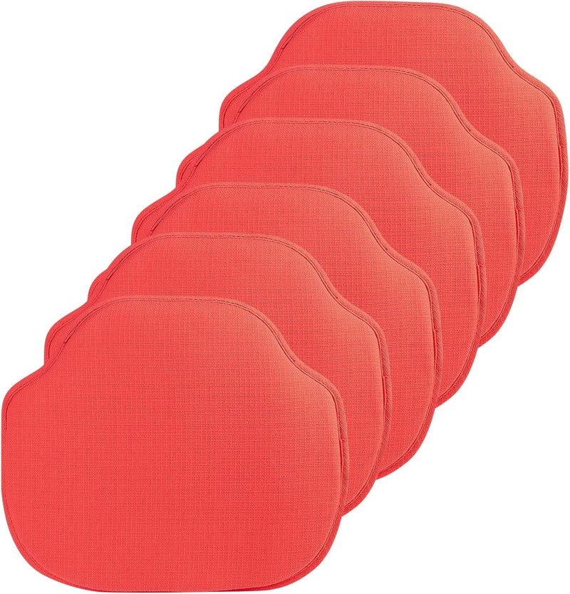 Klear Vu Gripper Omega NonSlip Windsor Chair Cushions with SkidProof Seat Pad for Dining Room Kitchen and Office Use 16x15 Inches 6 Count Pack of 1 Coral - Image 1