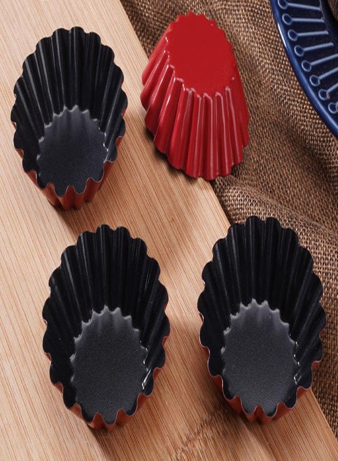 Ramkuwar Egg Tart Mold Mini Carbon Steel Cake Muffin Moulds Non-Stick Cupcake, Pudding Moulds – Round (6 Piece) - Image 1