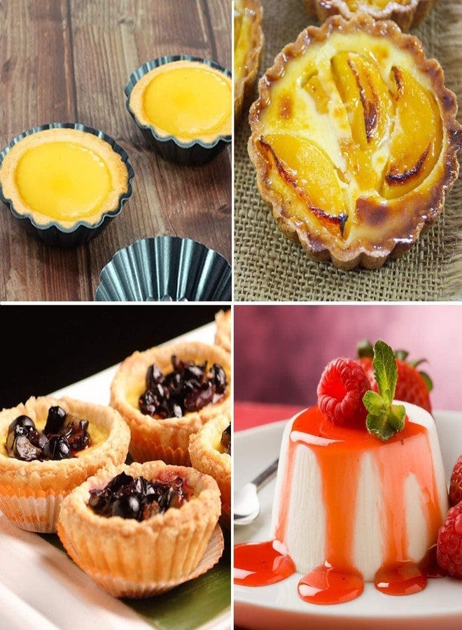 Ramkuwar Egg Tart Mold Mini Carbon Steel Cake Muffin Moulds Non-Stick Cupcake, Pudding Moulds – Round (6 Piece) - Image 4