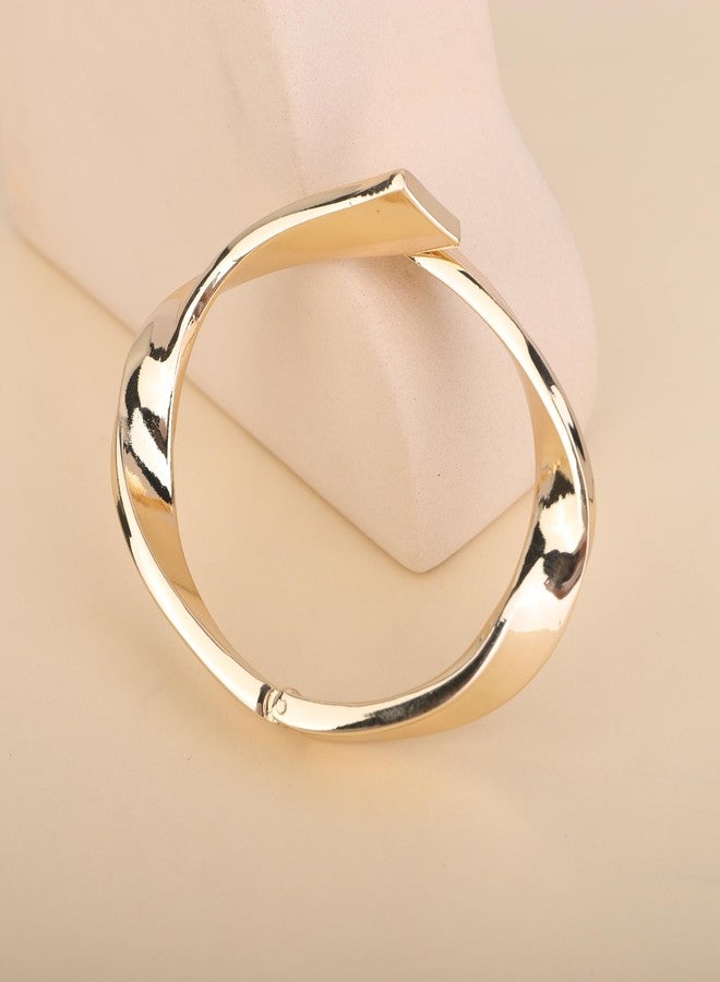 يرتير سوار YERTTER المعدني الرقيق ذو التصميم البسيط، عريض وغير منتظم، مفتوح من الأمام، بتصميم قوطي، مناسب للنساء (ذهبي) - Image 3