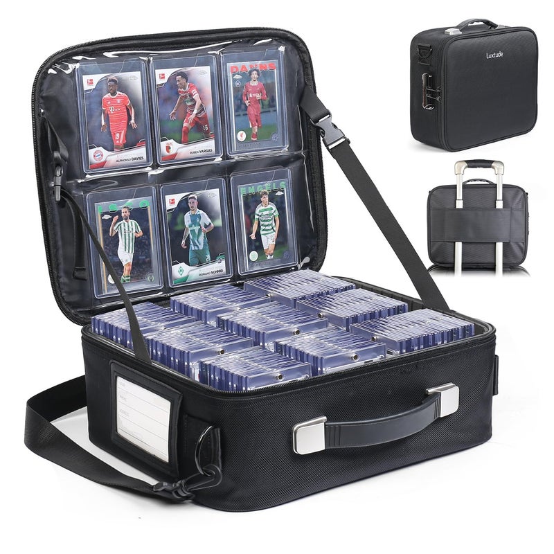 Luxtude Trading Card Case w/Adjustable Dividers, Large Top Loader Card Storage Box w/Combination Lock, Baseball Sports Cards Case for 3"x4" 35pt Toploaders, MTG Carrying Case for Pokemon/TCG/YuGiOh - Image 1