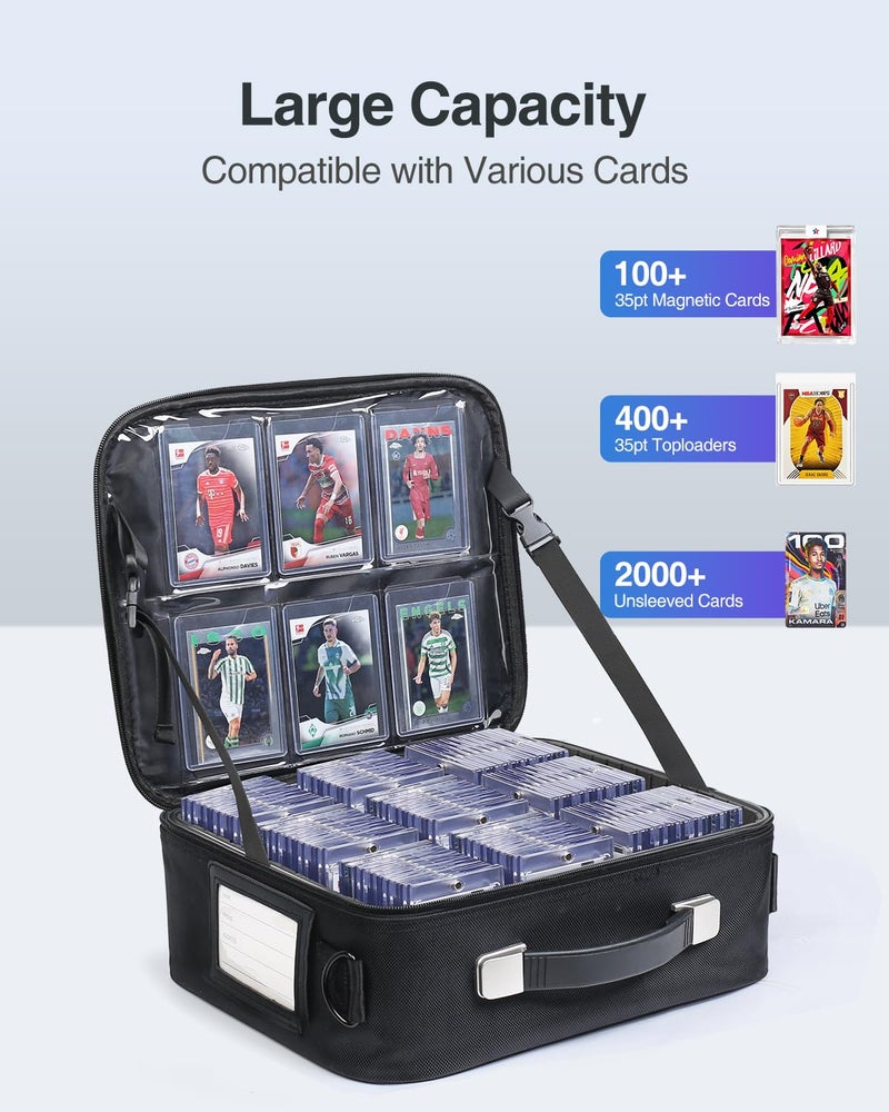 Luxtude Trading Card Case w/Adjustable Dividers, Large Top Loader Card Storage Box w/Combination Lock, Baseball Sports Cards Case for 3"x4" 35pt Toploaders, MTG Carrying Case for Pokemon/TCG/YuGiOh - Image 5