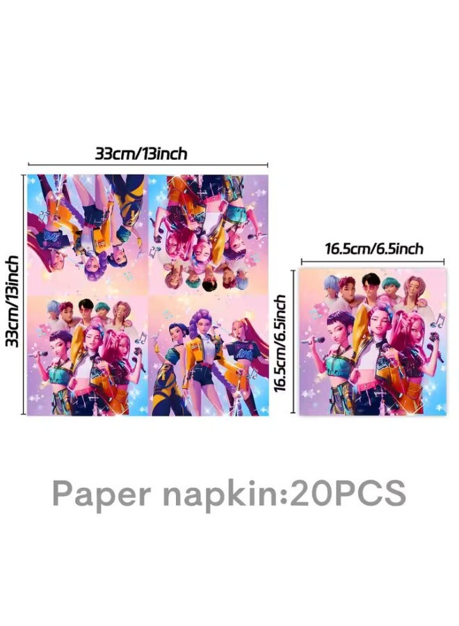 Huntrix KPop Demon Hunters Birthday Party Supplies Set for 20 Guests - Image 4