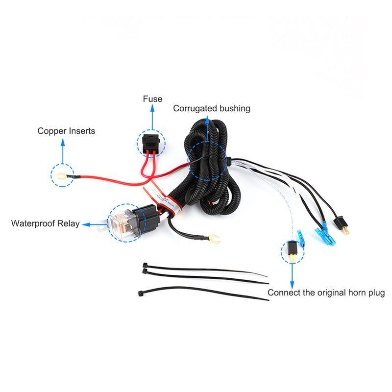12V24V Car Horn Wiring Harness Snail Horn Modification Harness Break Car Relay Wiring Harness - Image 3