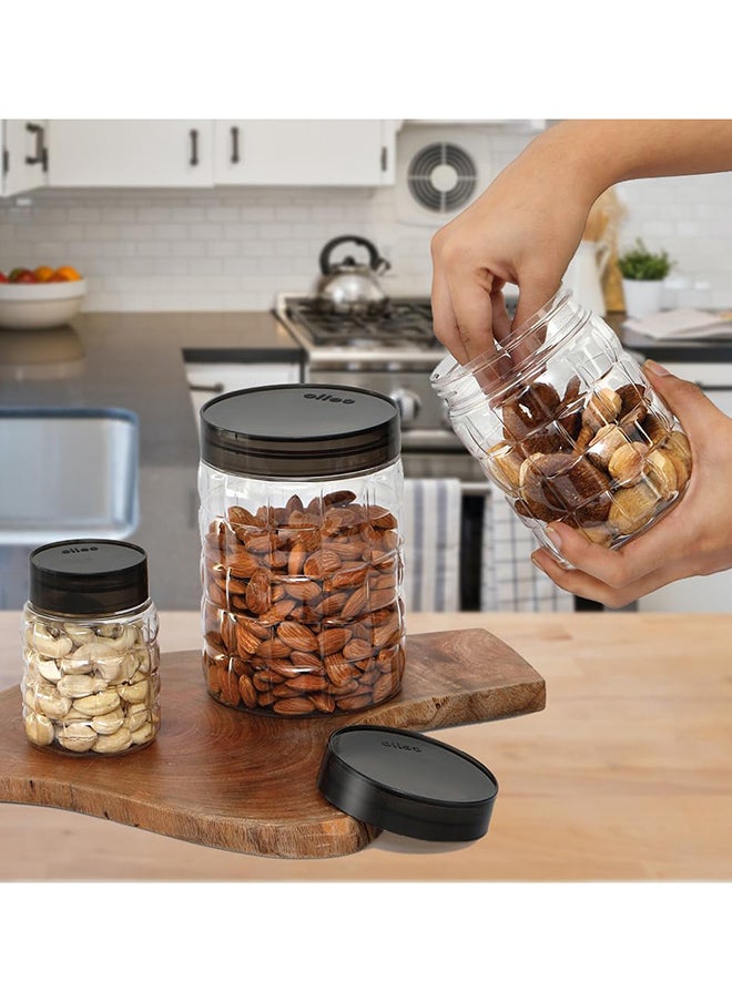Cello - CELLO Checkers Pet Plastic Airtight Canister Set | Food grade and BPA free canisters | Air tight seal & Stackable Transparent | 300ml x 6, 650ml x 6, 1200 x 6, Set of 18 - Image 1