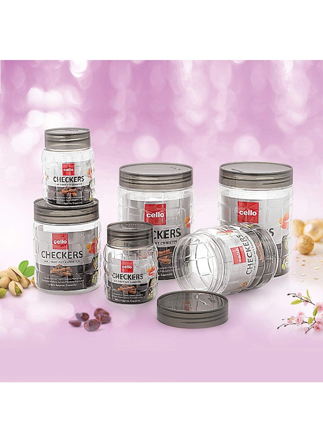 Cello - CELLO Checkers Pet Plastic Airtight Canister Set | Food grade and BPA free canisters | Air tight seal & Stackable Transparent | 300ml x 6, 650ml x 6, 1200 x 6, Set of 18 - Image 1