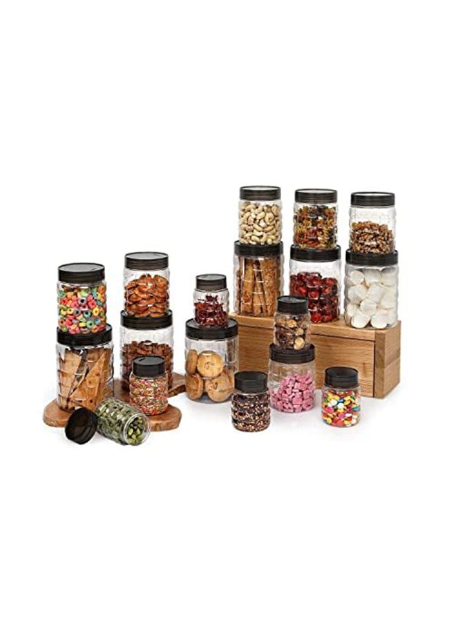 Cello - CELLO Checkers Pet Plastic Airtight Canister Set | Food grade and BPA free canisters | Air tight seal & Stackable Transparent | 300ml x 6, 650ml x 6, 1200 x 6, Set of 18 - Image 1