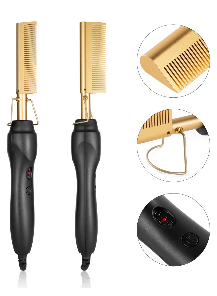 DubaiGallery Hair Straightener Curling Hot Comb Wet Dry Hair Use Electric Hair Curler Professional Hot Comb  - Image 1