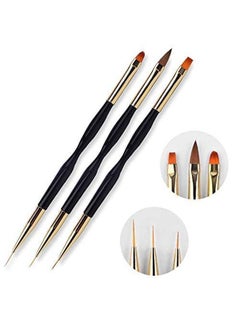 FULINJOY 3 Pcs Nail Drawing Pen, Dual End Nail Art Pen Brush Acrylic Round Flat Painting Drawing Liner Nail Tools  - Image 4