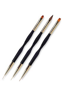 FULINJOY 3 Pcs Nail Drawing Pen, Dual End Nail Art Pen Brush Acrylic Round Flat Painting Drawing Liner Nail Tools  - Image 1