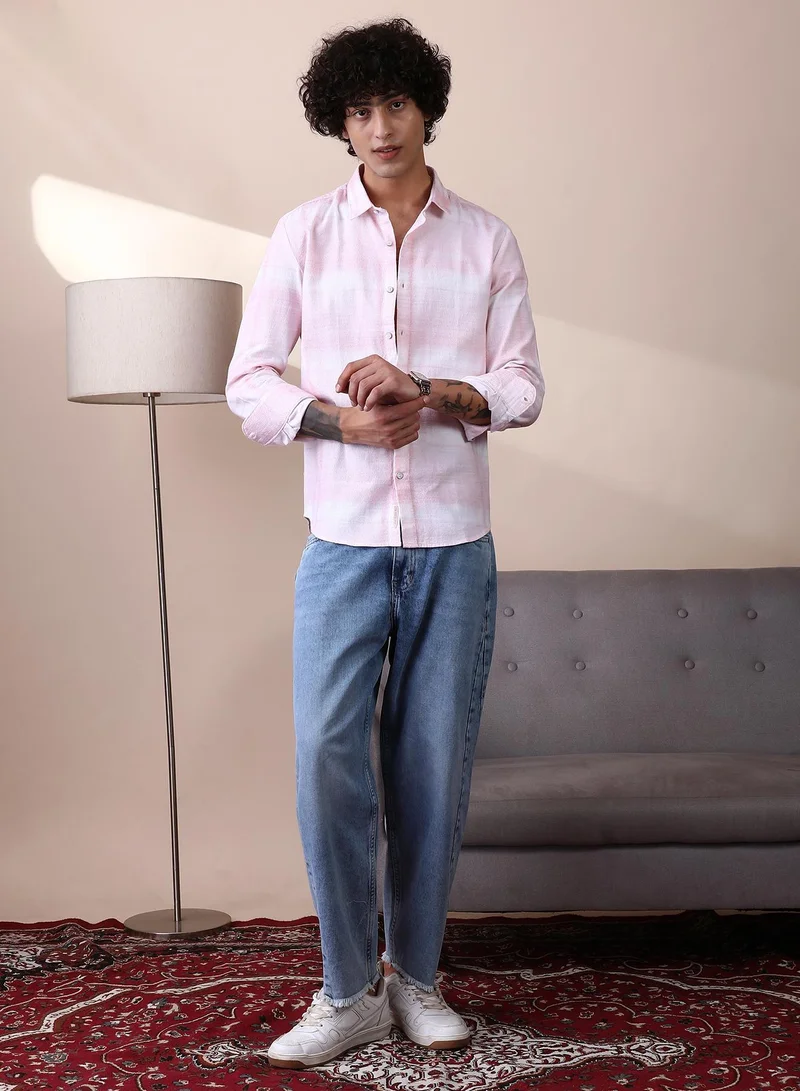 CAHOOT  Men's Rose Pink & Daisy White Velobrush-Tactile Shirt for Men | Best Price UAE