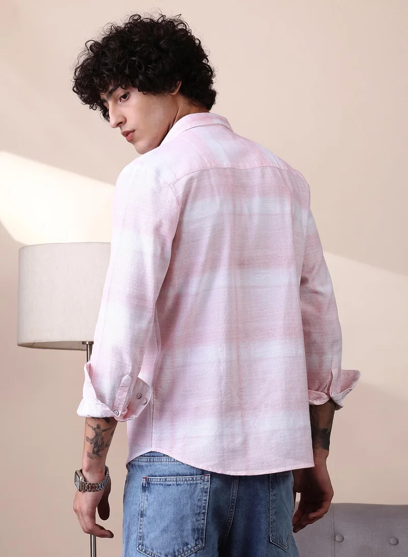 CAHOOT  Men's Rose Pink & Daisy White Velobrush-Tactile Shirt for Men | Best Price UAE